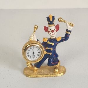 Spoontiques Clown Marching Band Bass Drummer Drum Clock Swarovski Crystal